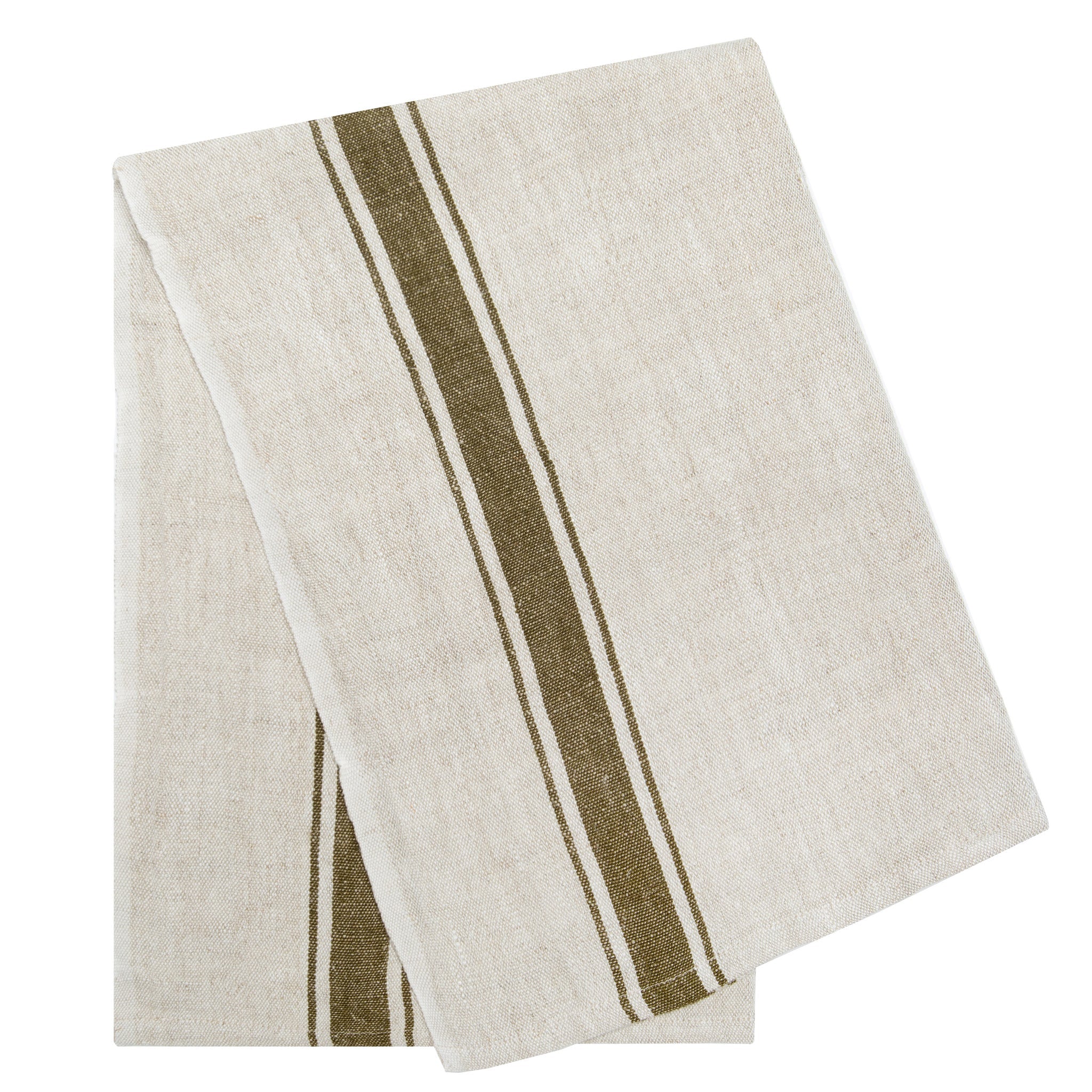 Marseille Tea Towels in Olive Green & Natural, Set of 2