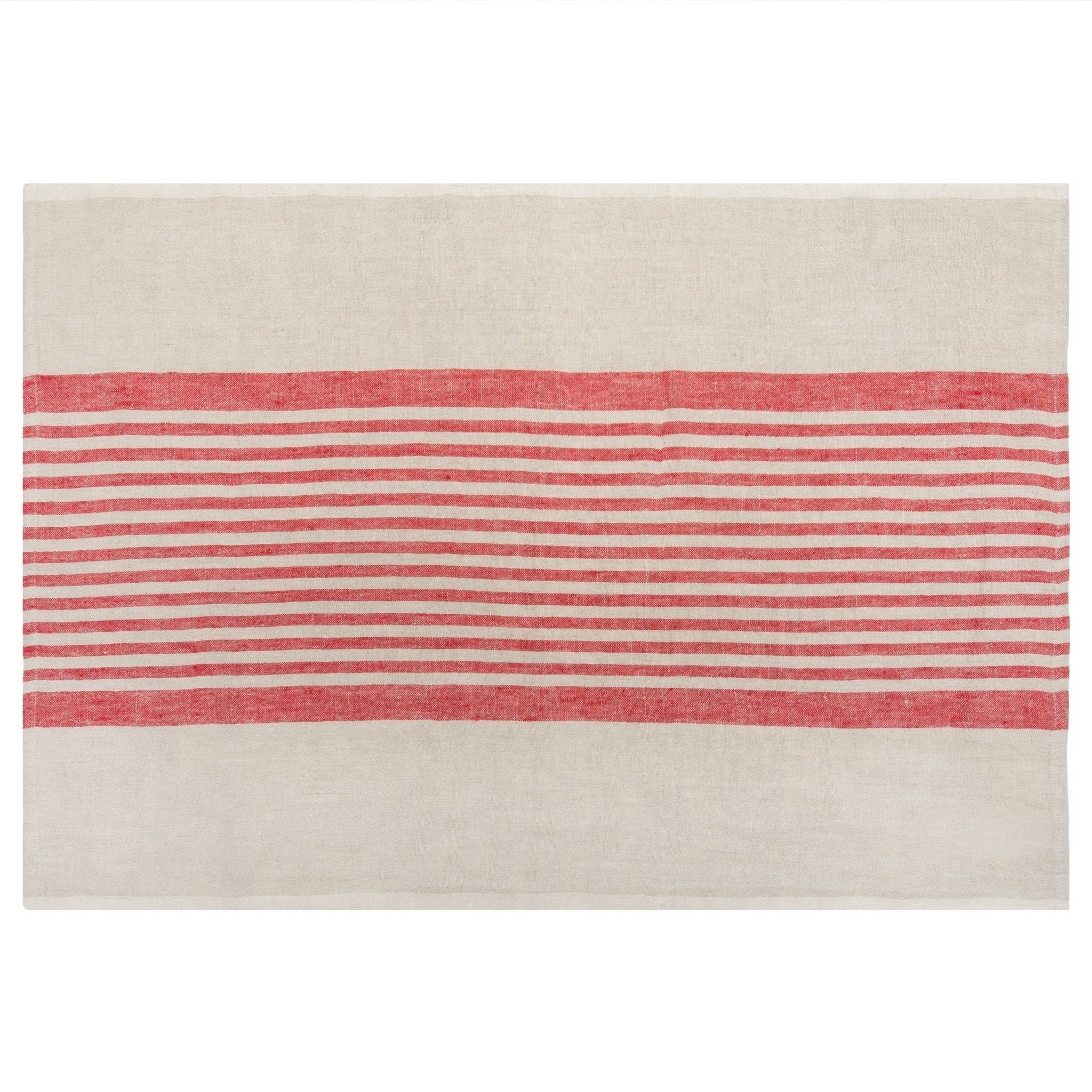 Brittany Natural Tea Towels in Natural & Red, Set of 2