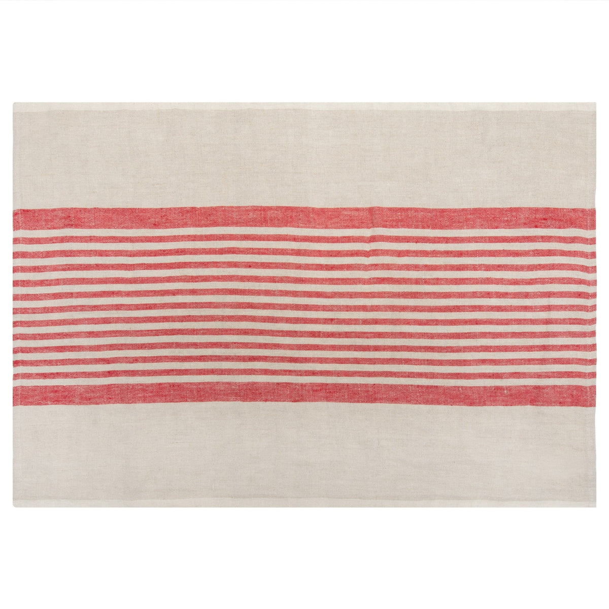 Brittany Natural Tea Towels in Natural & Red, Set of 2