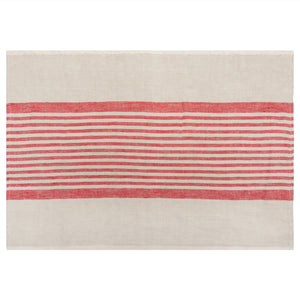 Brittany Natural Tea Towels in Natural & Red, Set of 2