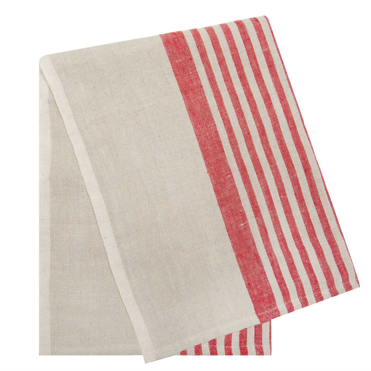 Brittany Natural Tea Towels in Natural & Red, Set of 2