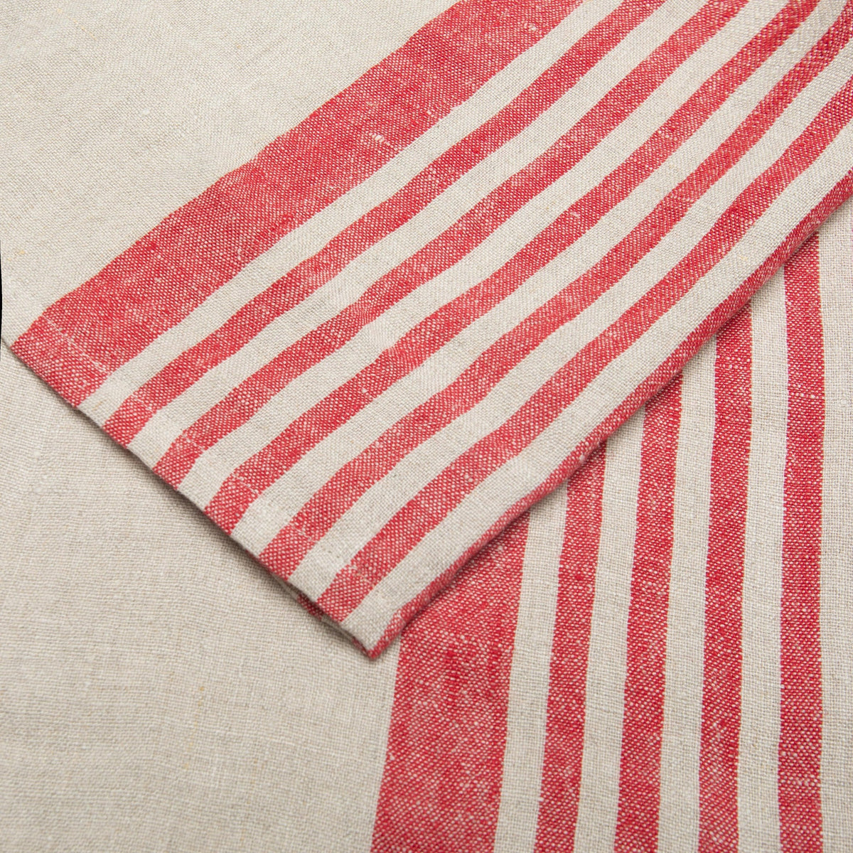 Brittany Natural Tea Towels in Natural & Red, Set of 2