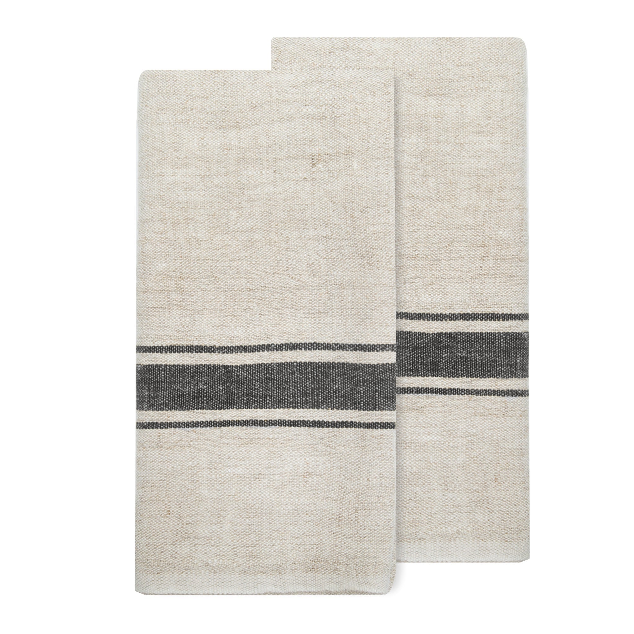 Marseille Tea Towels in Black & Natural, Set of 2