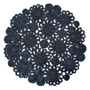 Daisy Jute 15" Round Placemat in Navy, Set of 4