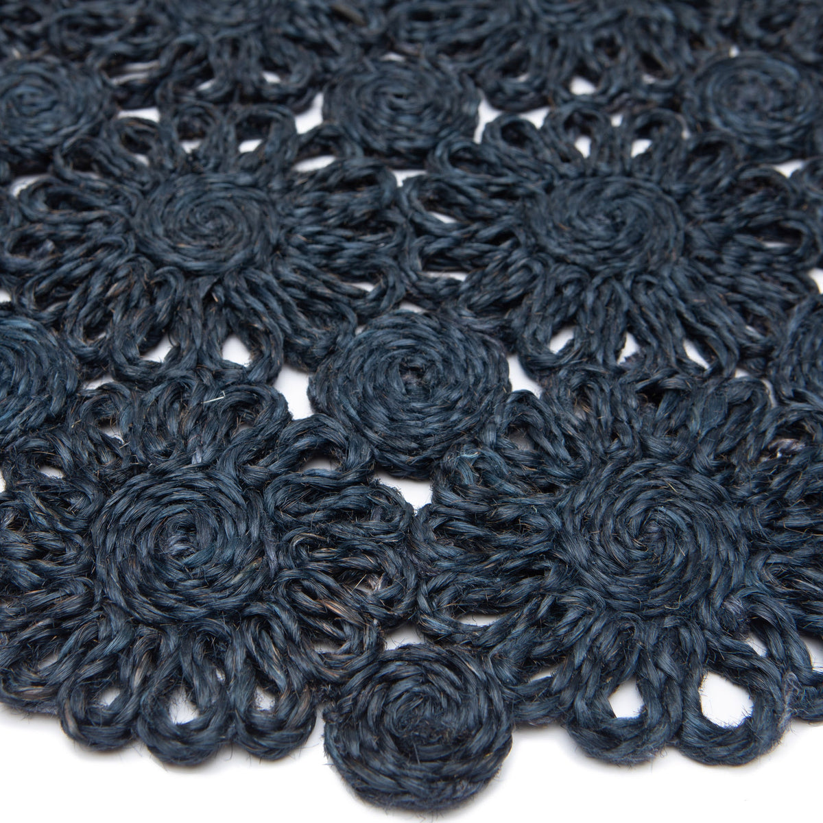 Daisy Jute 15" Round Placemat in Navy, Set of 4