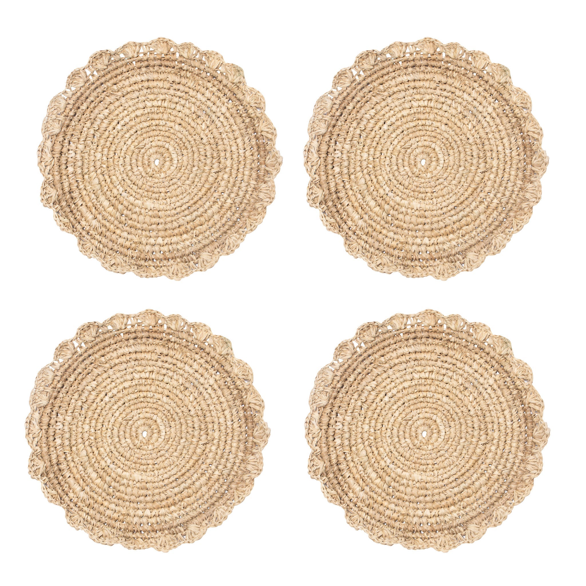 Blossom Natural Round Placemat Flower, Set of 4