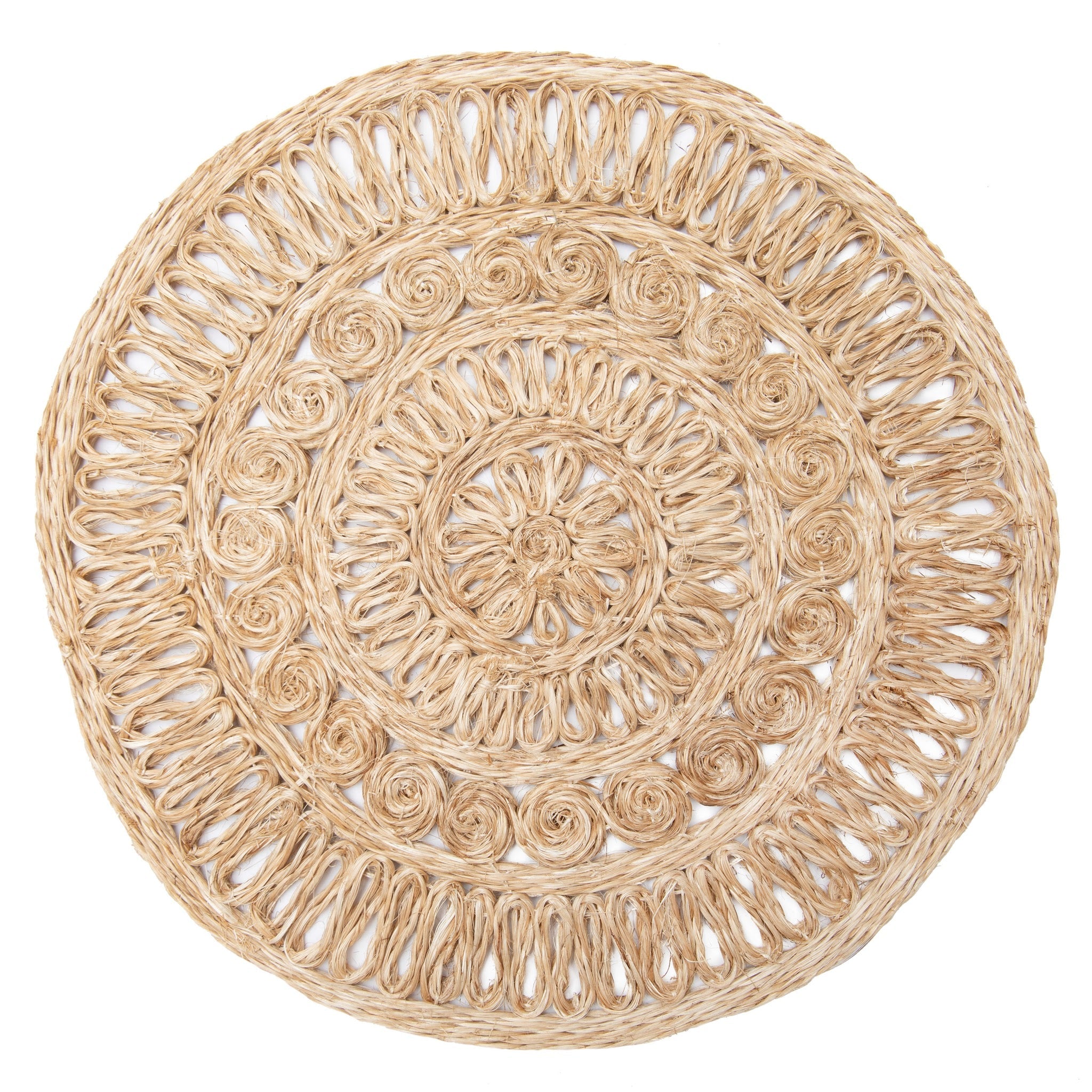 Circolo Abaca Round Placemat in Natural, Set of 4