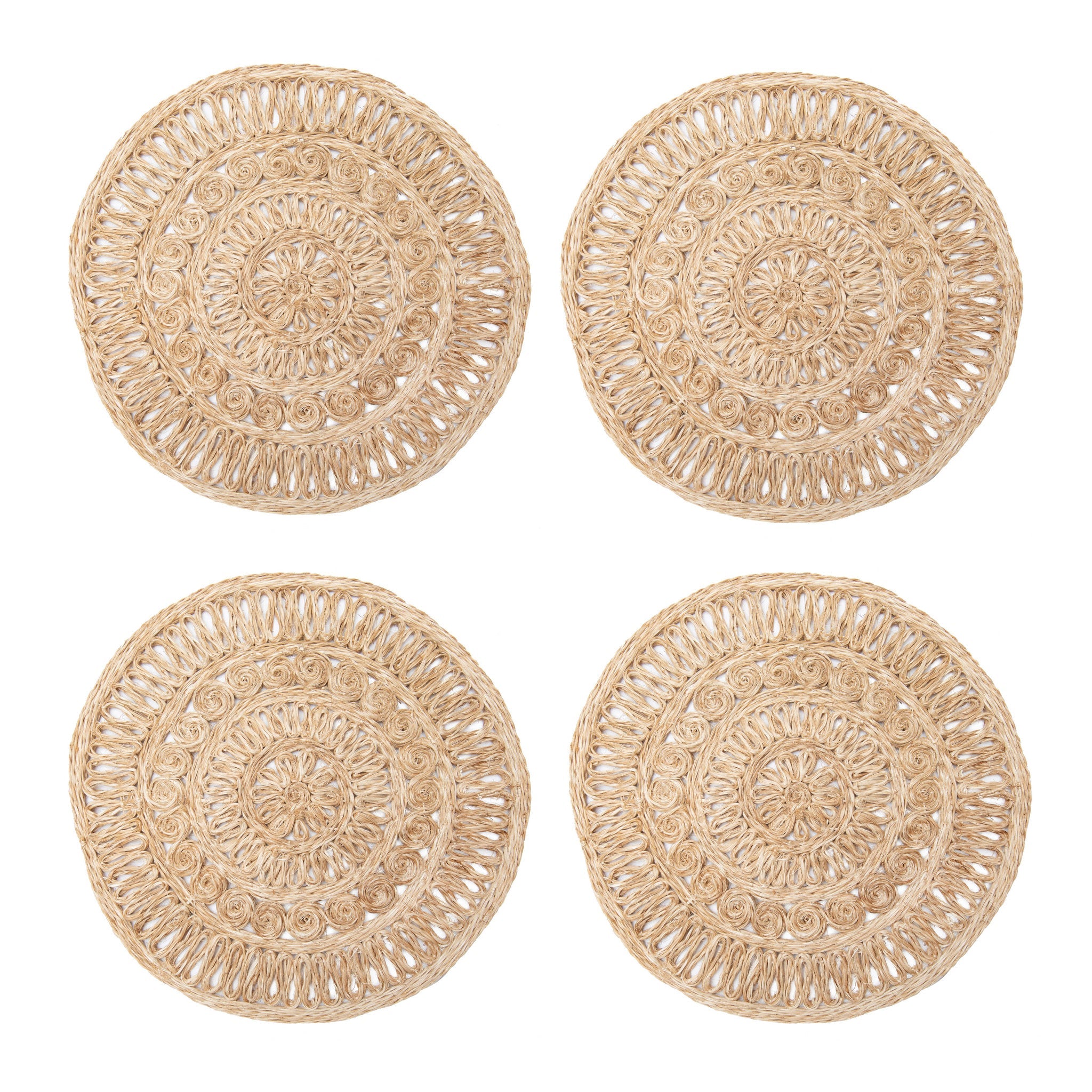 Circolo Abaca Round Placemat in Natural, Set of 4