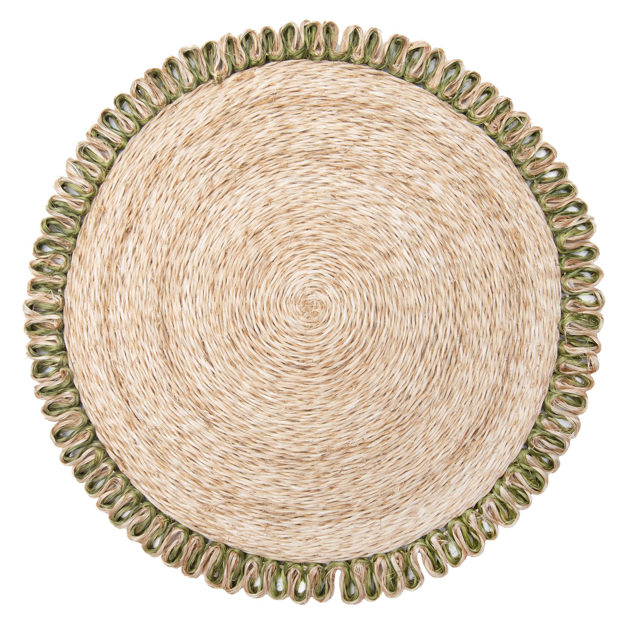 Loopy Abaca 15" Round Placemat in Natural, Set of 4