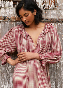 Carey Nightdress in Rust Gingham