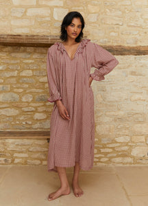 Carey Nightdress in Rust Gingham