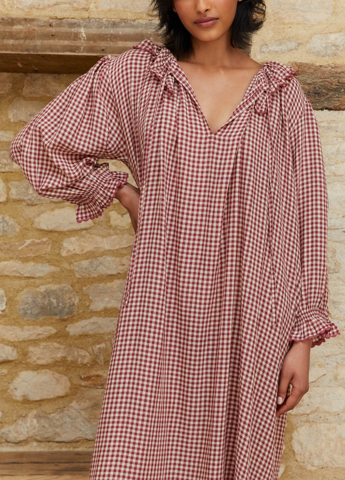 Carey Nightdress in Rust Gingham