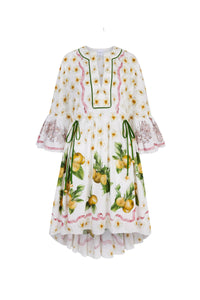 Carmel Cotton Kaftan Dress in Lemons and Jasmine