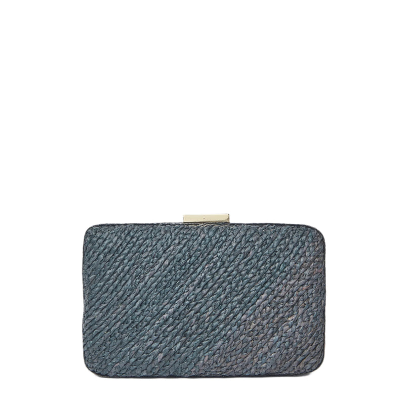 Carmen Woven Straw Clutch Bag in Black