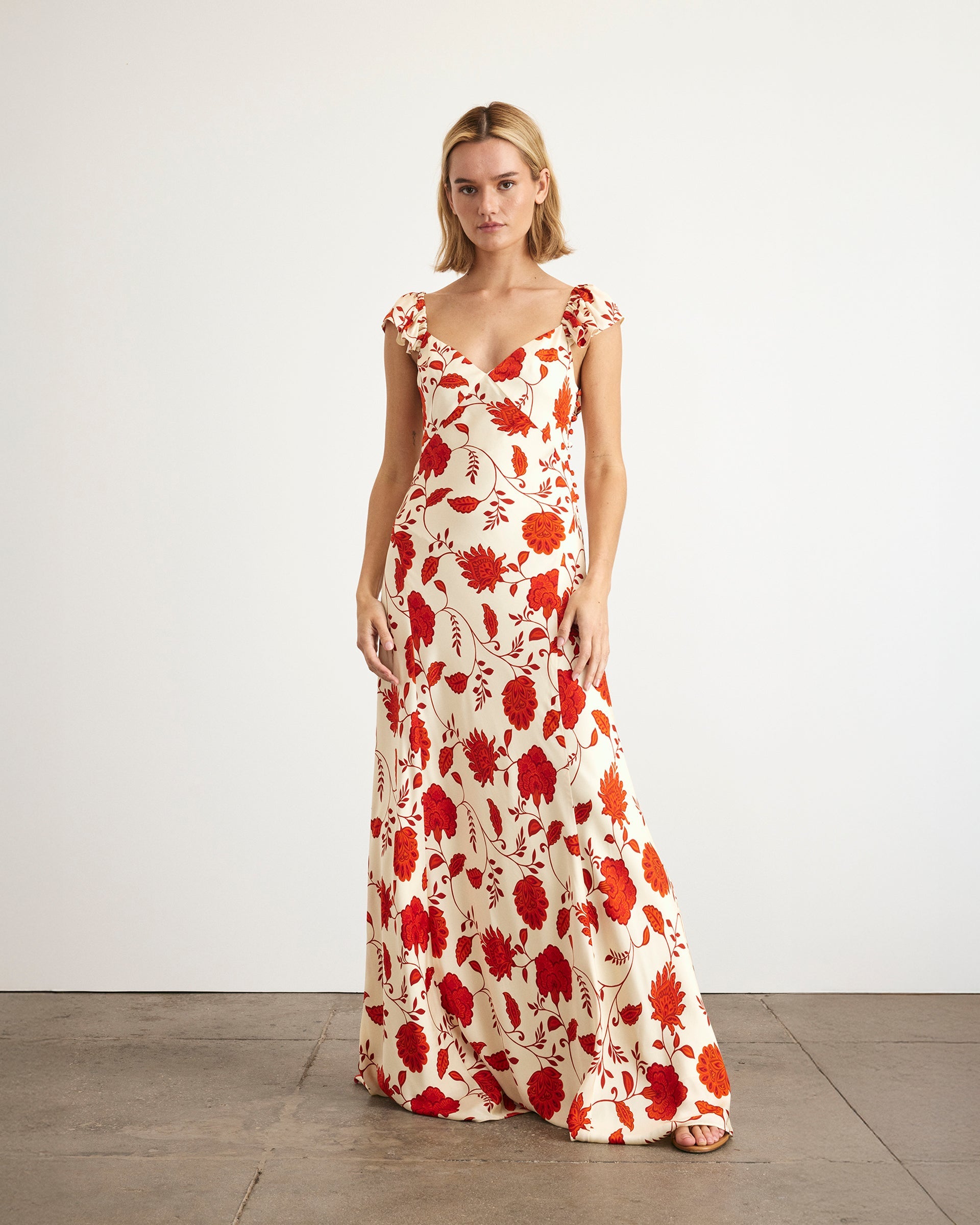 Carrie Dress in Cream & Tomato
