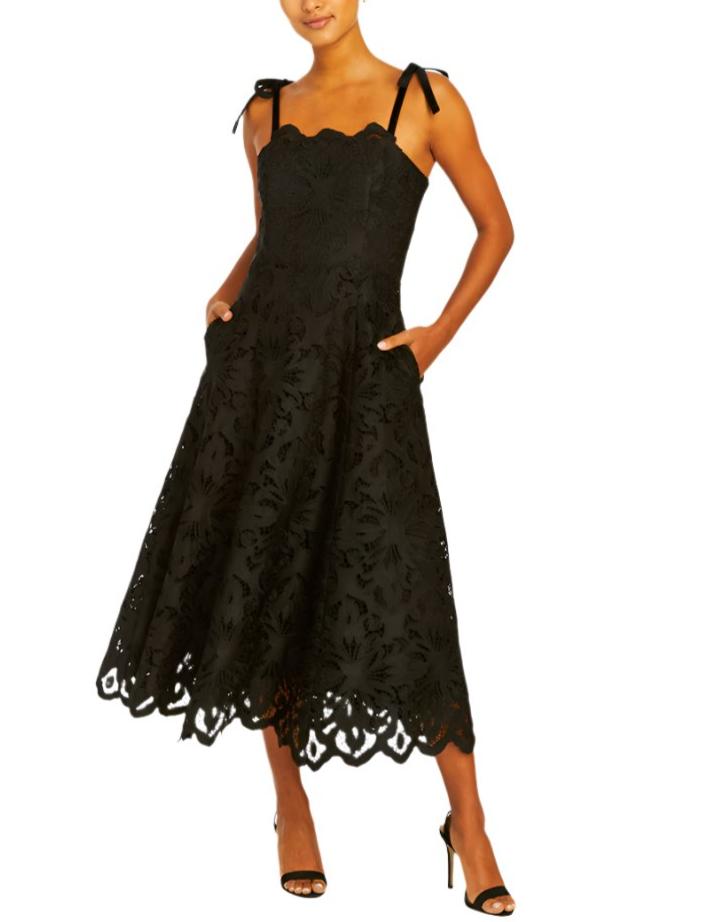 Cataleya Midi Dress in Black Lace