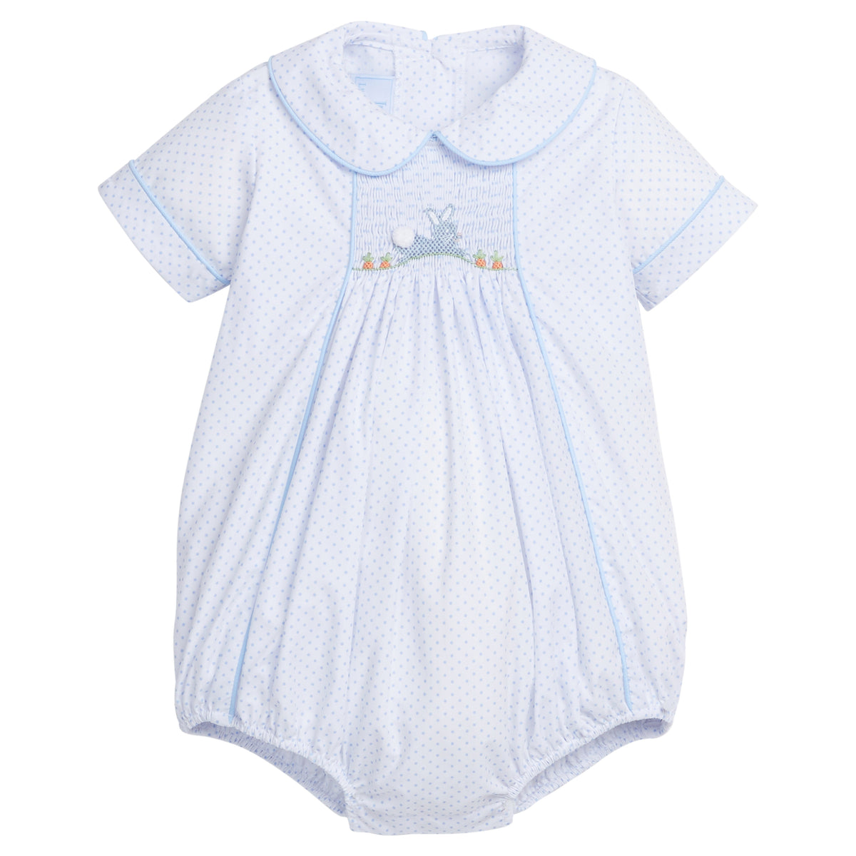 Chest Smocked Bubble Blue Bunny