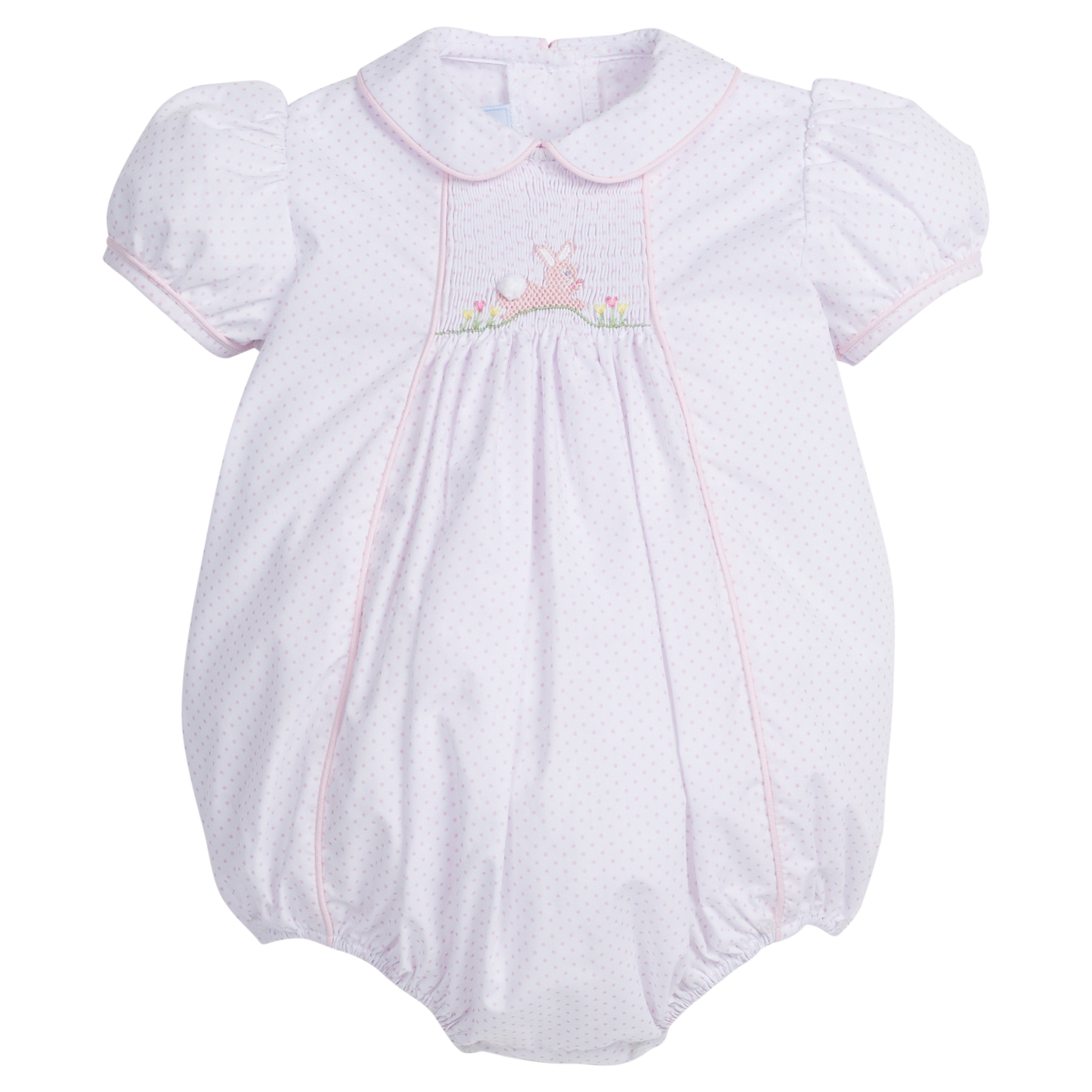 Chest Smocked Bubble Pink Bunny