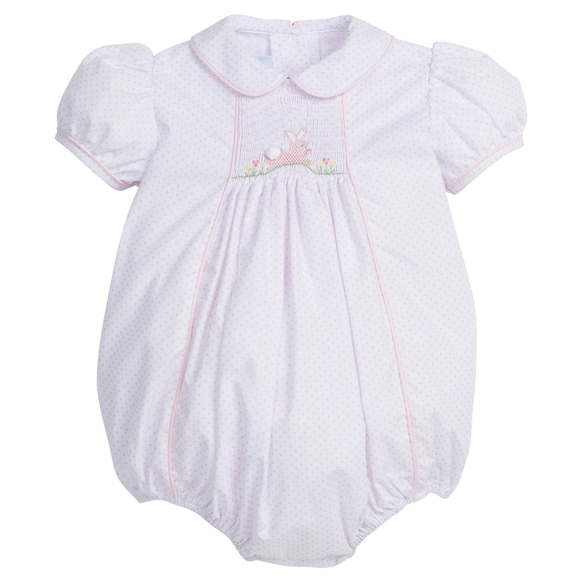 Chest Smocked Bubble Pink Bunny