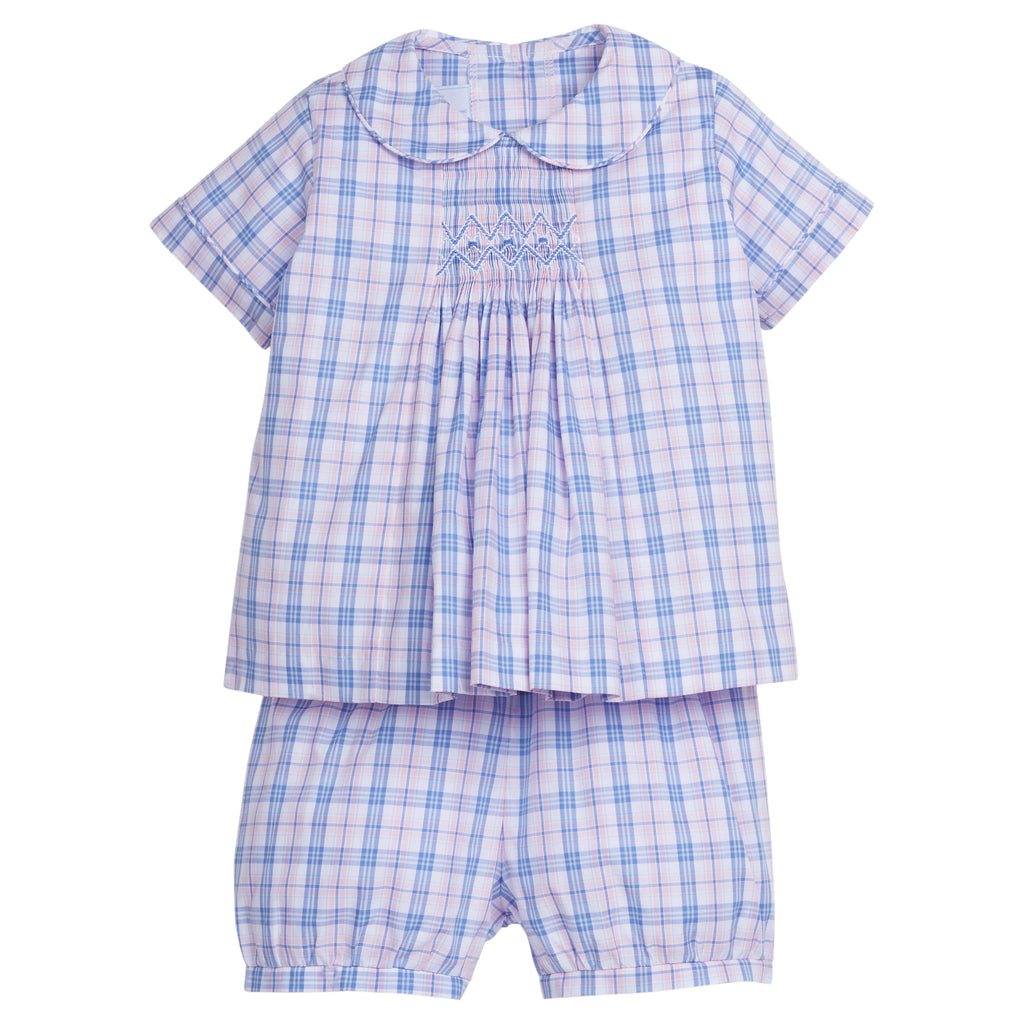 Chest Smocked Short Set Albany Plaid