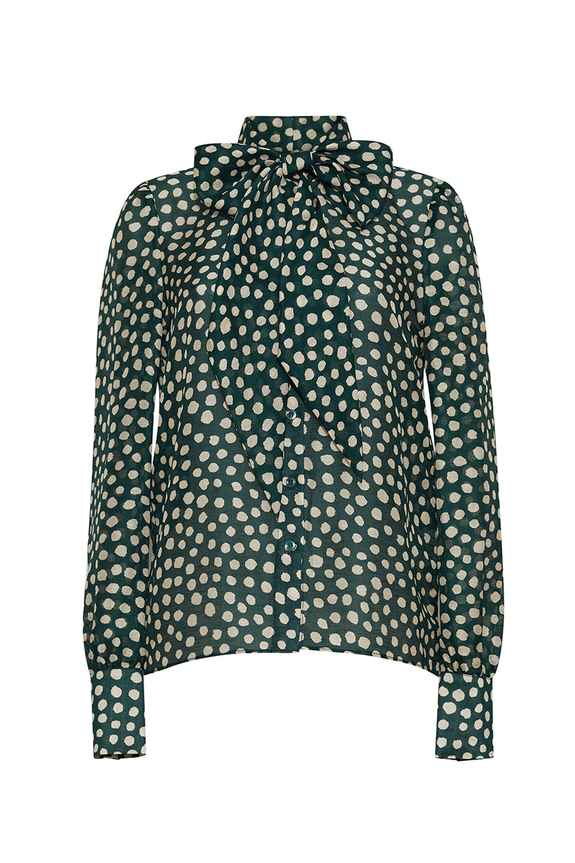 Chili Shirt in Abstract Dot Green Turtledove