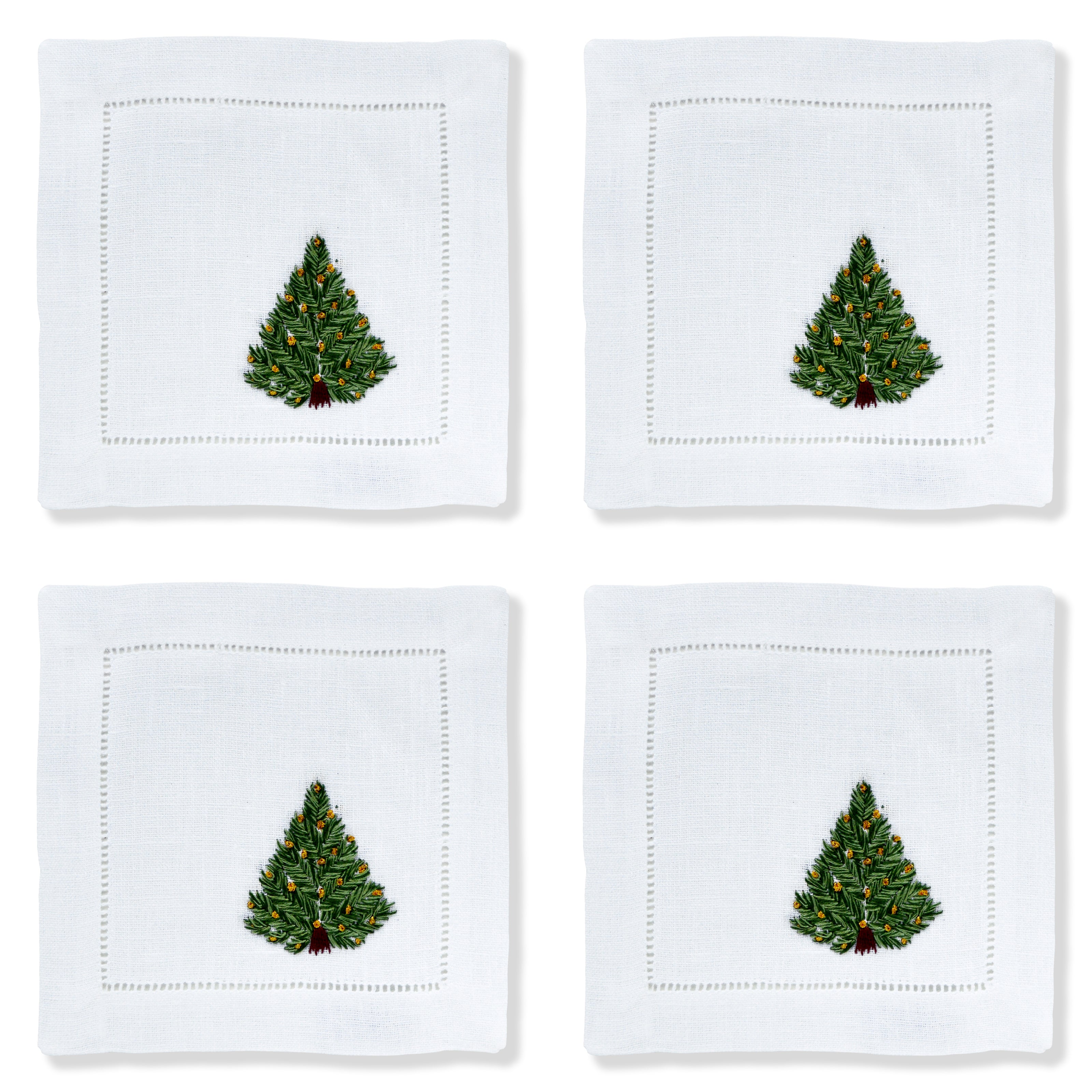 Christmas Tree Cocktail Napkins (4) Tartan 1 Chefanie 