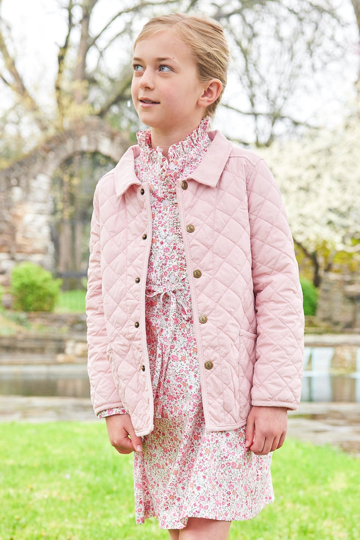 Little English classic quilted jacket for girls, traditional 