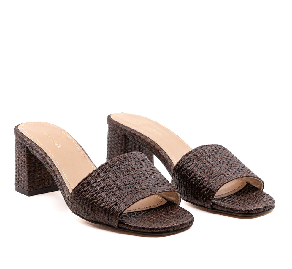 Claudia Brown Raffia Mule