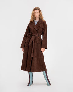 Suede Clayton Coat in Chocolate