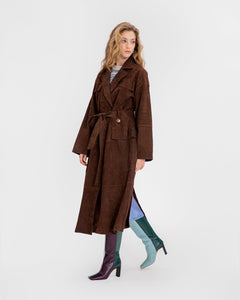 Suede Clayton Coat in Chocolate