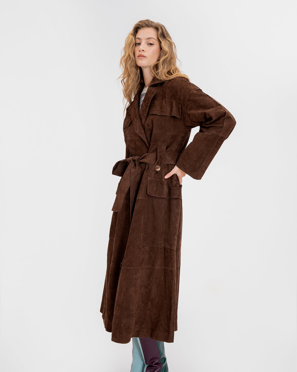 Suede Clayton Coat in Chocolate