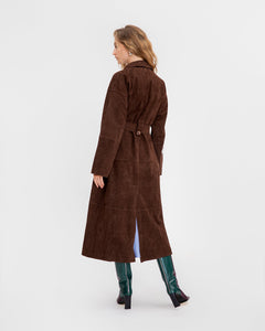 Suede Clayton Coat in Chocolate