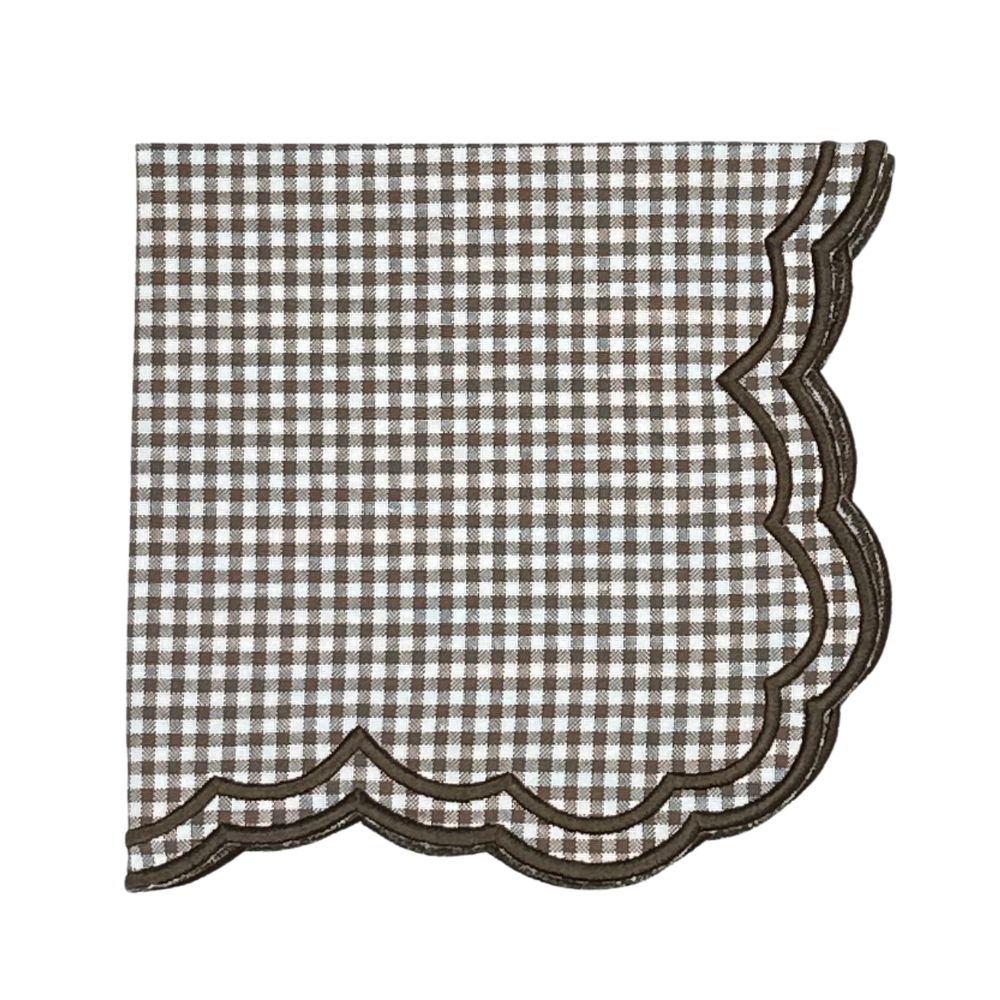 Luxury embroidered brown gingham napkin