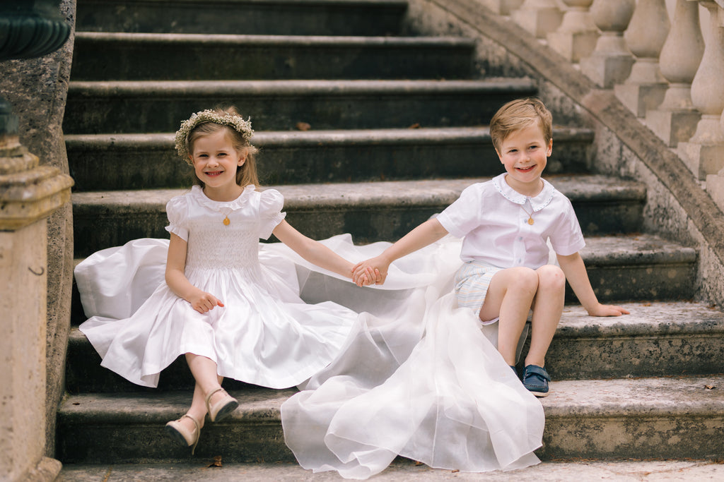 Colombe White Silk Ceremony Girl Dress