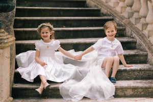 Colombe White Silk Ceremony Girl Dress