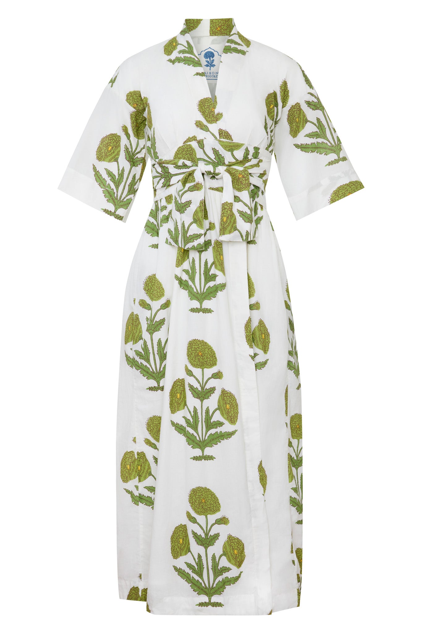 Como Floral Wrap Dress in Green Flower