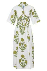 Como Floral Wrap Dress in Green Flower