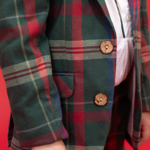 Hayden Boy Blazer in Green Tartan