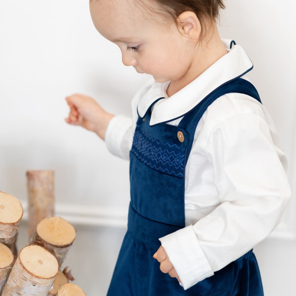 Christopher Boy Overall in Navy Velvet