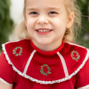 Avery Girl Dress in Red Velvet