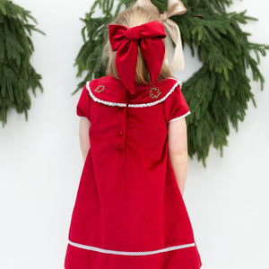 Avery Girl Dress in Red Velvet