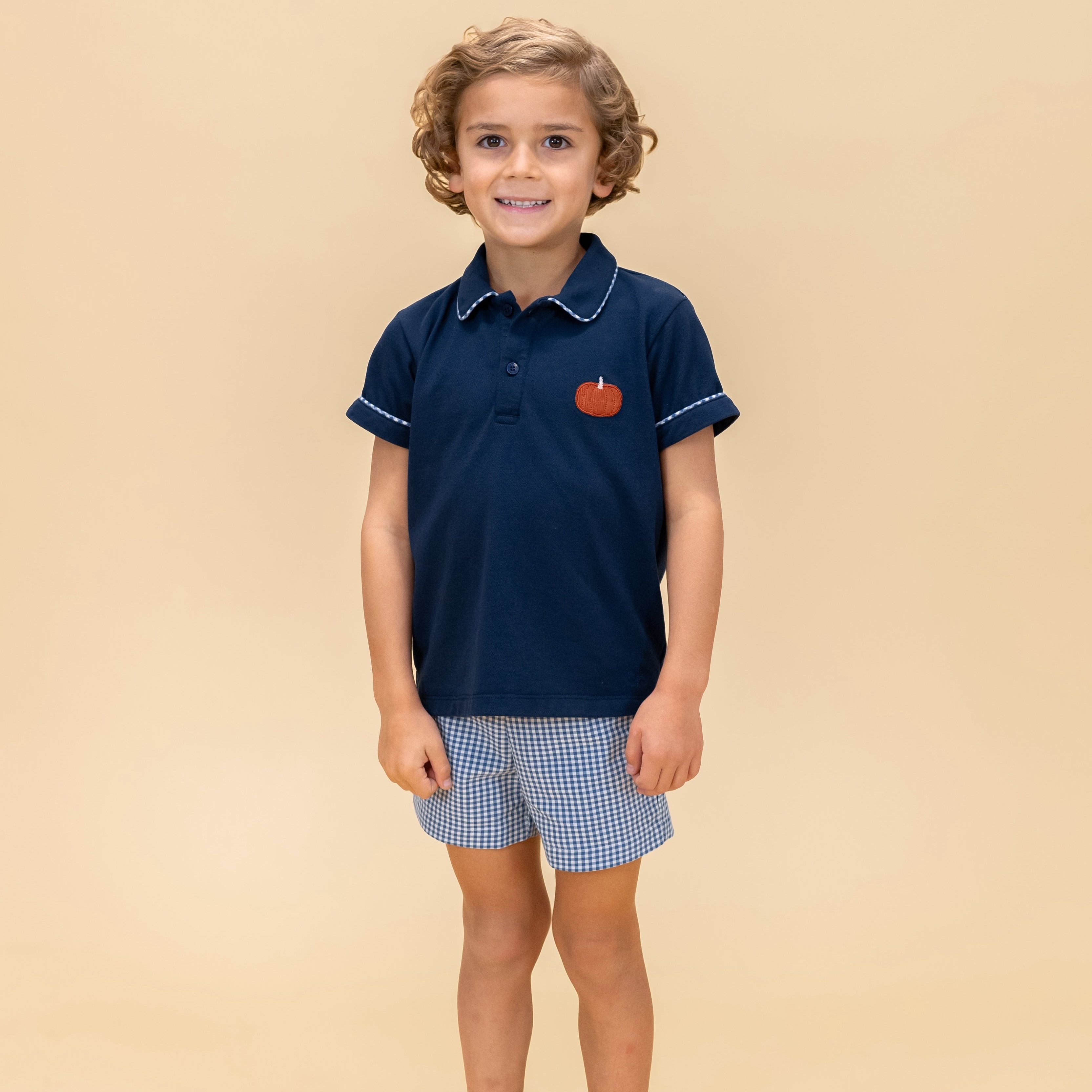 William Boy Polo Set in Classic Gingham Pumpkin