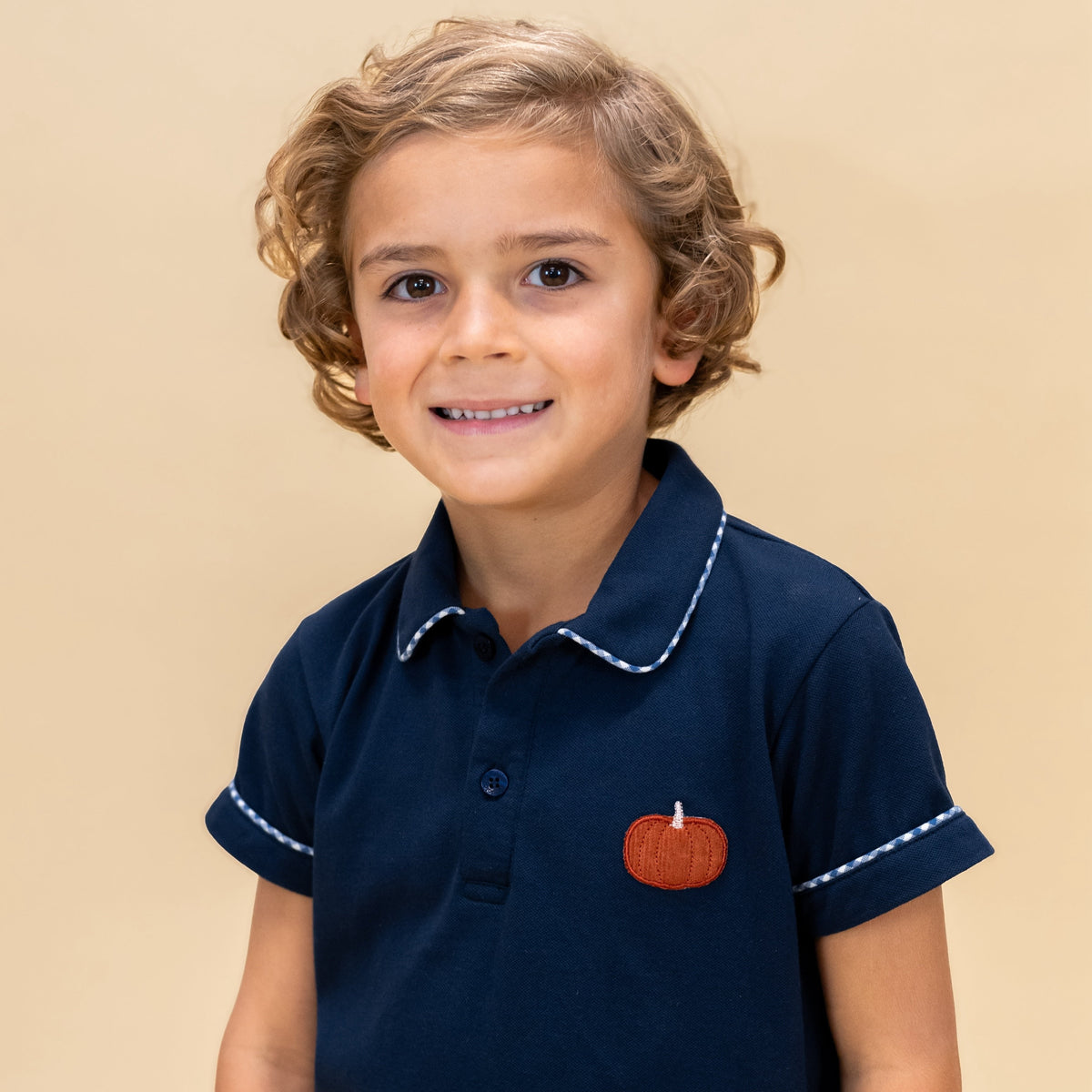 William Boy Polo Set in Classic Gingham Pumpkin