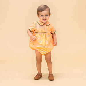 Lucas Boy Bubble in Orange Gingham