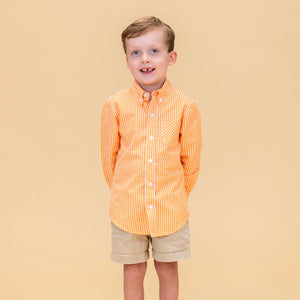 Walker Boy Button Down in Orange Gingham