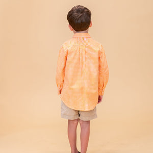 Walker Boy Button Down in Orange Gingham