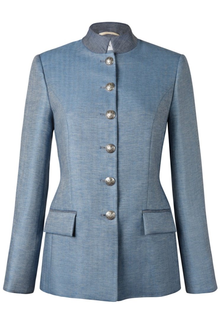 Camille Bleu Jacket in Blue Linen