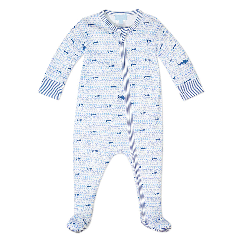 Baby Sharks Zip Onesie in Blue