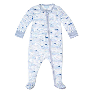 Baby Sharks Zip Onesie in Blue
