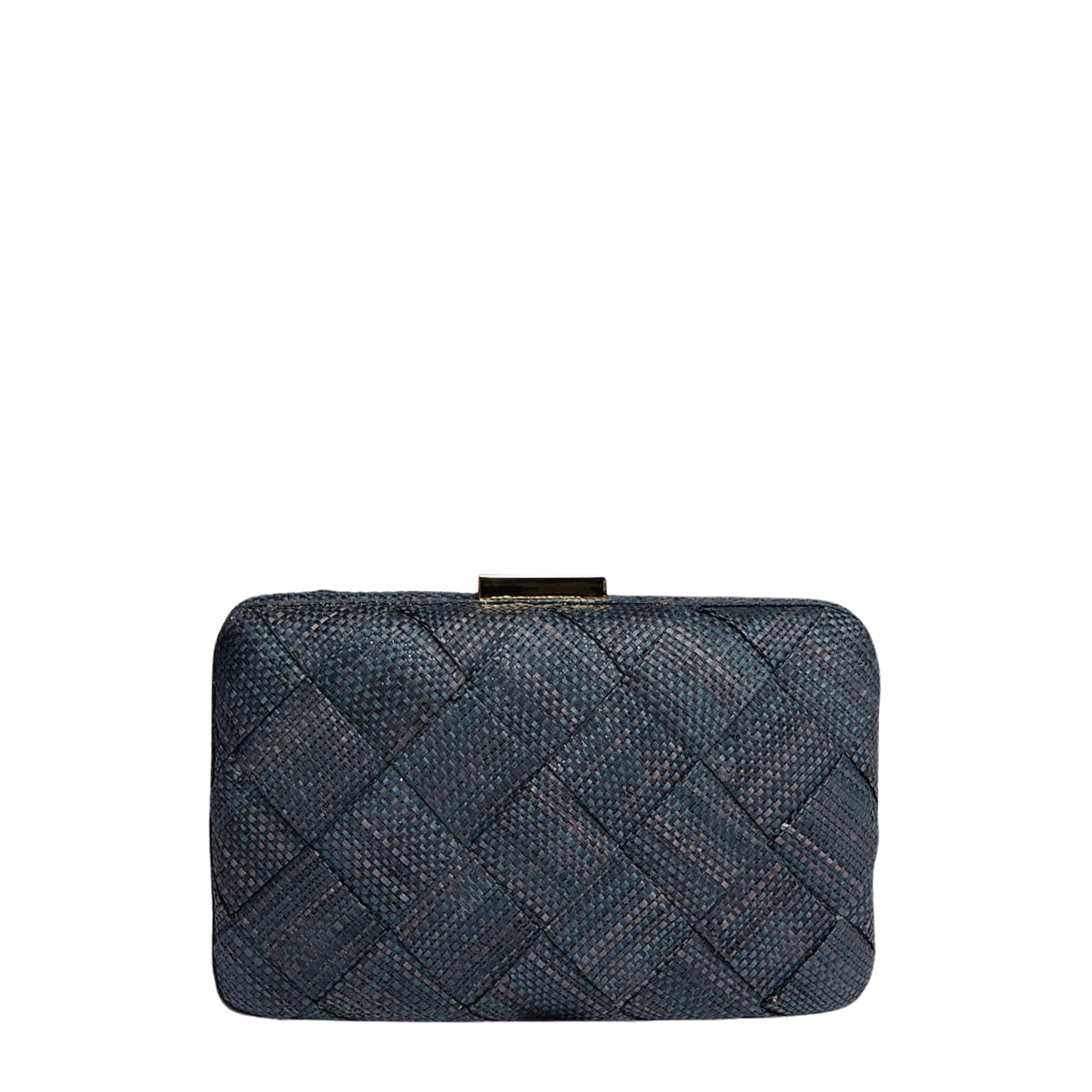 Cosette Woven Straw Clutch Bag in Black